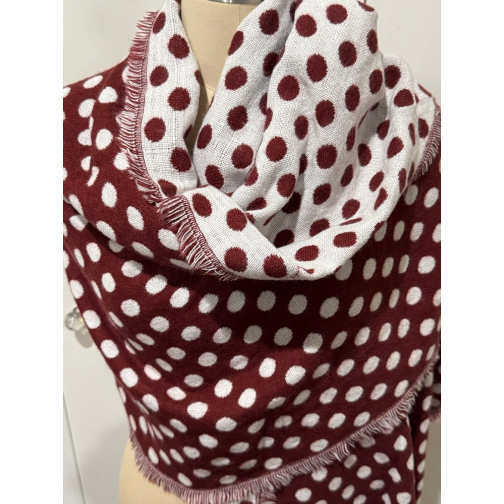 Women's Under One Sky Red berry White Polka Dot oversized Blanket Scarf wrap - Picture 2 of 10